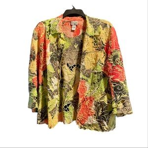 Chico’s Floral Light-weight Open Embroidery Jacket
